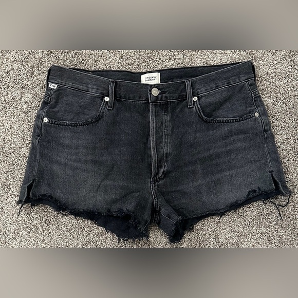 Citizens Of Humanity Pants - Citizens of Humanity Premium Annabelle Cut-Off Jean Short 100% Cotton Black